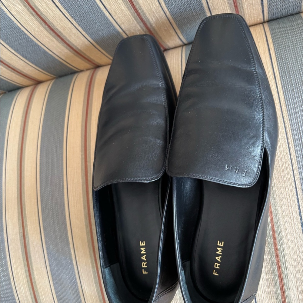 Frame Black Leather Flats Loafer